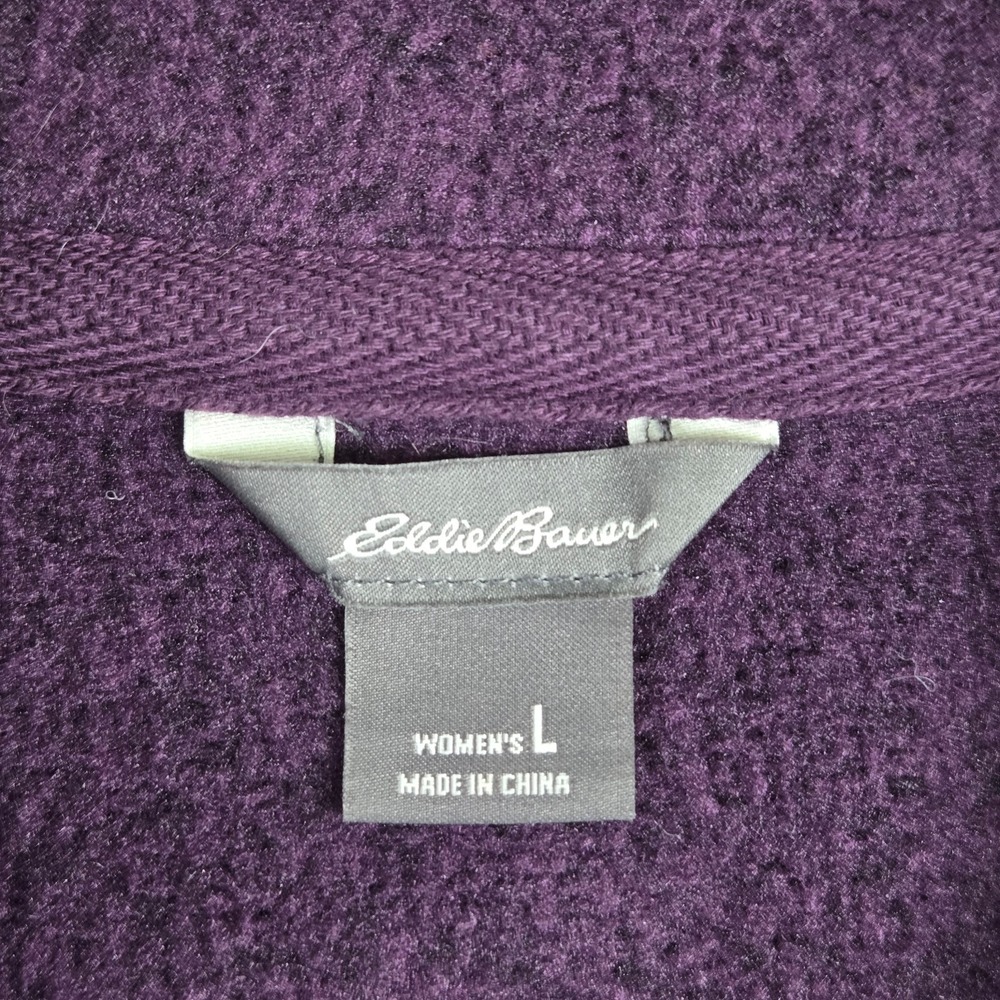 Eddie Bauer Fleece Jacket Womens Large Purple Full Zip Sweater Outdoor Hiking - Picture 3 of 7